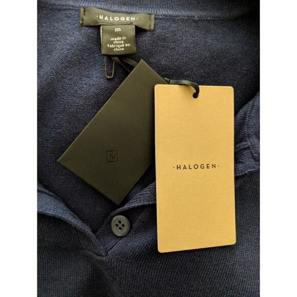 Halogen (Nordstrom) Peplum Polo Sweater Navy M New - Picture 6 of 8